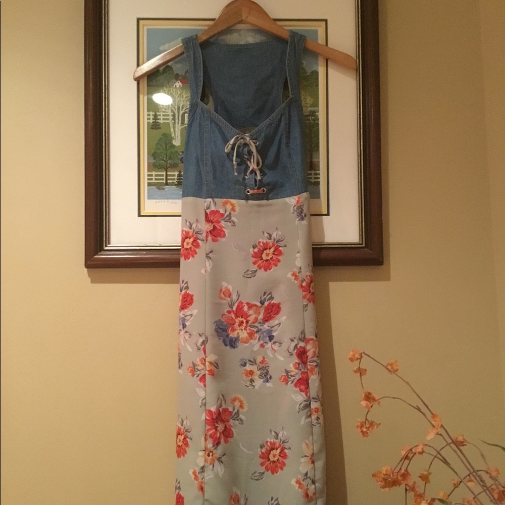Vintage Racer-back Summer Maxi Dress w/ Jean Top